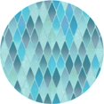 thumbnail image 1 of Ahgly Company Tapis de Zone Rond d'Intérieur Lavable à la Machine, Transitionnel, Bleu Ara Bleu Vert, 3 Pieds Rond, 1 of 7
