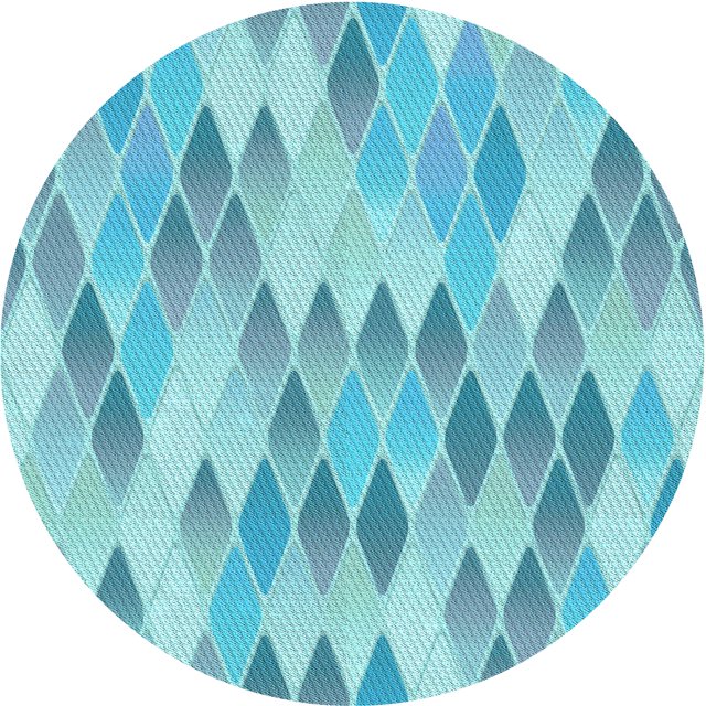Ahgly Company Tapis de Zone Rond d'Intérieur Lavable à la Machine, Transitionnel, Bleu Ara Bleu Vert, 3 Pieds Rond
