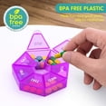 thumbnail image 3 of Lot de 2 Étui à Pilules 7 Compartiments Durable Compact Rangement Quotidien Pilules Comprimés Distributeur de Bonbons Portable Maison Voyage Camping Organisateur Boîte Violet, 3 of 8
