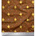thumbnail image 1 of Soimoi Brown Poly Georgette Fabric Boxes & Coffee Cups Print Fabric by the Yard 42 Inch Wide, 1 of 3