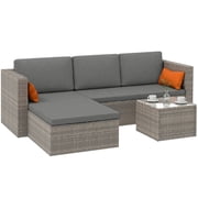 Outsunny 3-Piece Patio Coffee Table Sofa Set - Grey