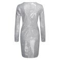 thumbnail image 4 of WTXUE Robe à Manches Longues, Robe Femme Paillettes Col en V Manches Longues Robe Ajustée Élégante Robe de Soirée pour Dames, Robe à Paillettes pour Femmes, Robe Argent, Argent m, 4 of 7