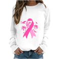thumbnail image 3 of QATAINLAV Chandail de Sensibilisation au Cancer du Sein Femmes Chemises Ruban Rose Décontracté Col Rond Chandail à Enfiler Hauts Extérieur Blouse à Manches Longues Offre à Durée Limitée Blanc m, 3 of 5