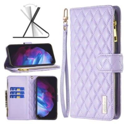 Samsung Leather Case Card Holder for Samsung Galaxy S23 Ultra wallet Case Cover - Purple