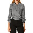 thumbnail image 2 of INSPIRE CHIC Blousons Bomber à Manches Longues pour Femmes à Col Montant, à Fermeture Éclair, avec Poches à Rabat, 2 of 7