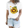 thumbnail image 2 of Pompotops T-Shirt Femme Casual Sexy Été Col Rond Imprimé Manches Courtes Tops Blouse, 2 of 3
