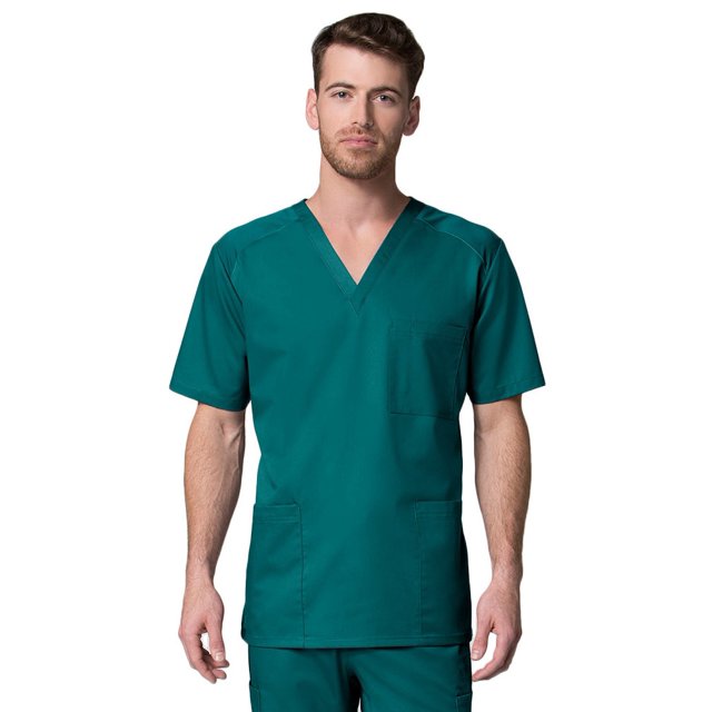 Maevn Uniforms Men's V-Neck Mesh Panel Solid Scrub Top