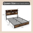 thumbnail image 3 of Costway Queen Bed Frame with Charging Station Storage Headboard Under-bed Storage Space, 3 of 10