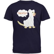 Halloween Ghost Treats Dog Navy Adult T-Shirt