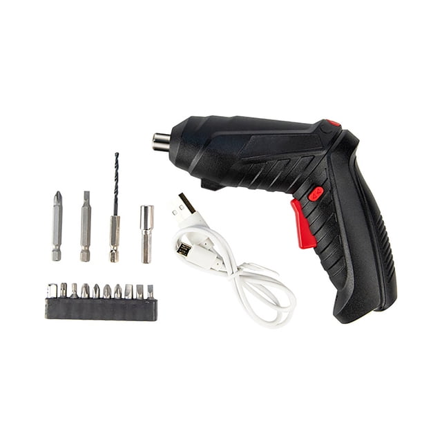 Ensemble de Tournevis Électriques Rechargeables 3,6 V, Trousse de Tournevis Sans Fil avec 15 Pcs d'Accessoires, Comprenant un Tournevis Sans Fil en Plastique Noir et en Acier Inoxydable avec Poignée à Double Position, Câble de Chargement USB, et 15 Accessoires Incluant Divers Embouts de Tournevis, Prises et Tige de Connexion Prolongée. Conception Compacte et Légère avec Lumière DEL pour une Précision dans les Environnements Sombres.