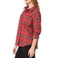 thumbnail image 4 of INSPIRE CHIC Women's Plaid Shirts Button Down Long Sleeve Pockets Oversized Tunics Blouse, 4 of 6