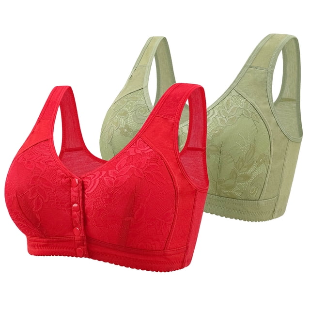 biudgviw Front Closure Bras for Women 2 Pc Wireless Push up Full Coverage Plus Size Bras Supportive Everyday Bralettes