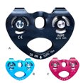 thumbnail image 4 of Zip Line Trolley Double Pulleys Hanging Compact Size Professional Device Caving Tool Rope Fixator 25KN Tandem Wheels Climbing Pulley for Outdoor Use Black, 4 of 9