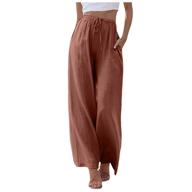 Women's High - Waisted Wide - Leg Chiffon Pants - Drawstring Elastic, Comfortable, Printed, Suitable for Multiple Occasions, S - XXL Sizes