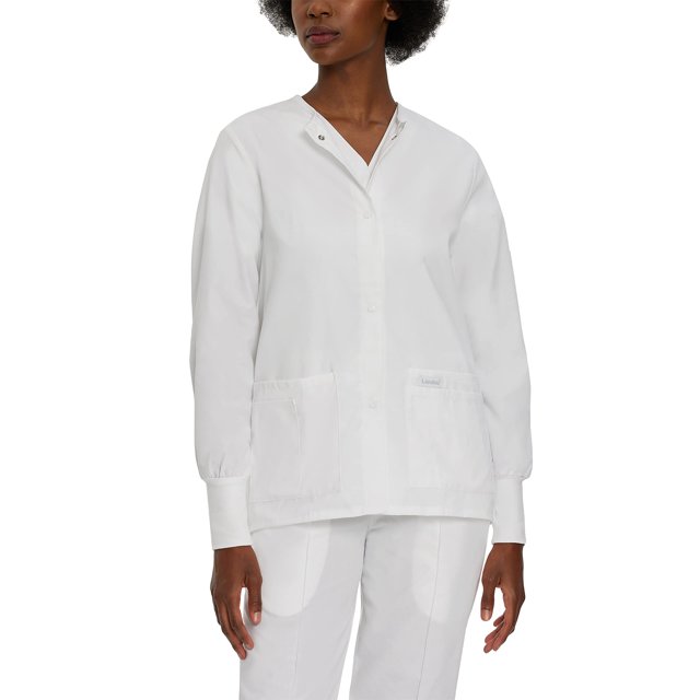 Landau Essentials Veste d'Uniforme Médicale pour Femmes, Coupe Classique et Décontractée, Col Rond, 4 Poches