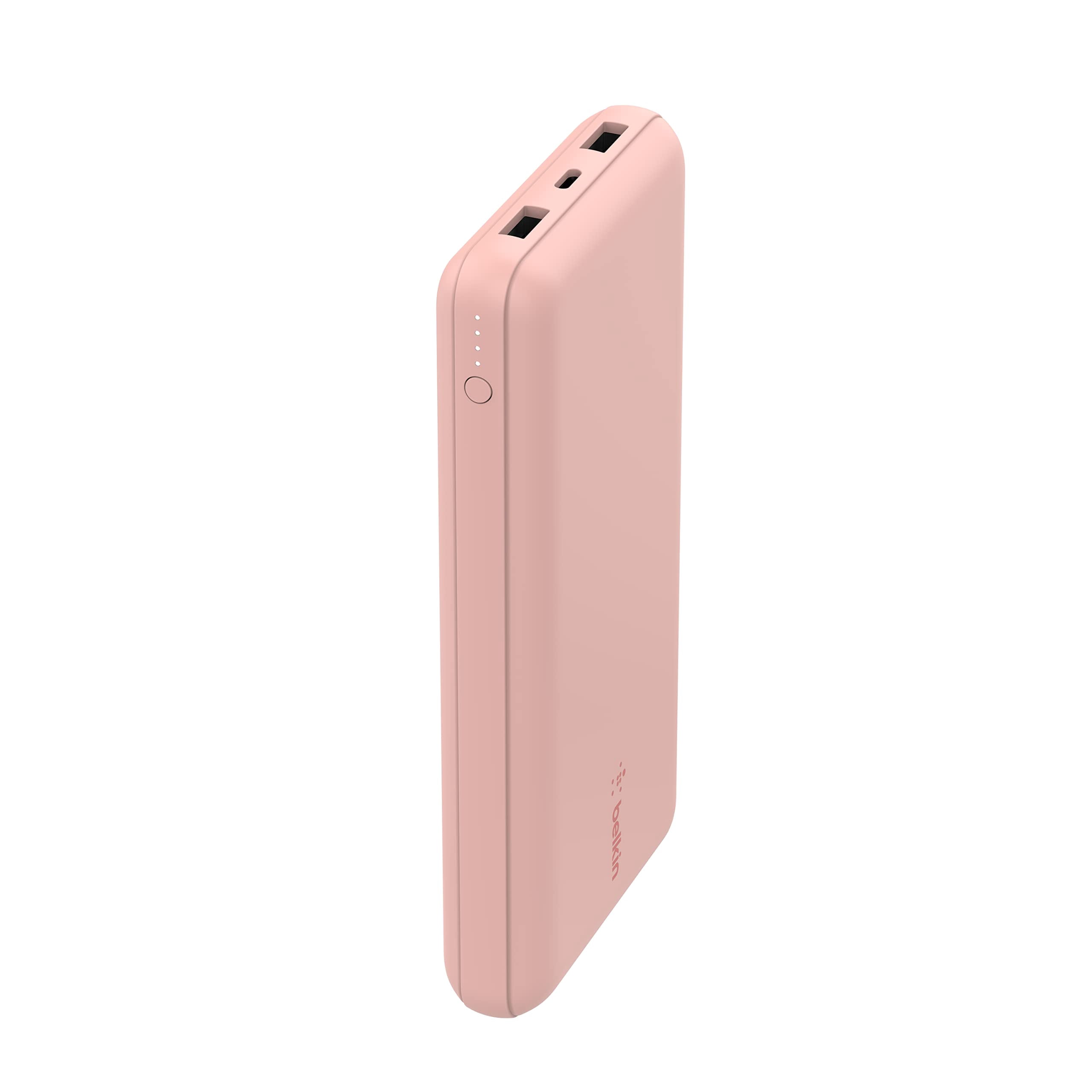 Belkin USB-C Portable Charger 20,000 mAh, 20k Power Bank with USB-C Input Output Port and 2 USB-A Ports with Included USB-C to USB-A Cable for iPhone 14, Galaxy S23, and More - Rose Gold