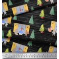 thumbnail image 3 of Soimoi Black polyester Crepe Fabric House,Animals & Tree Christmas Print Sewing Fabric Yard 52 Inch Wide, 3 of 3
