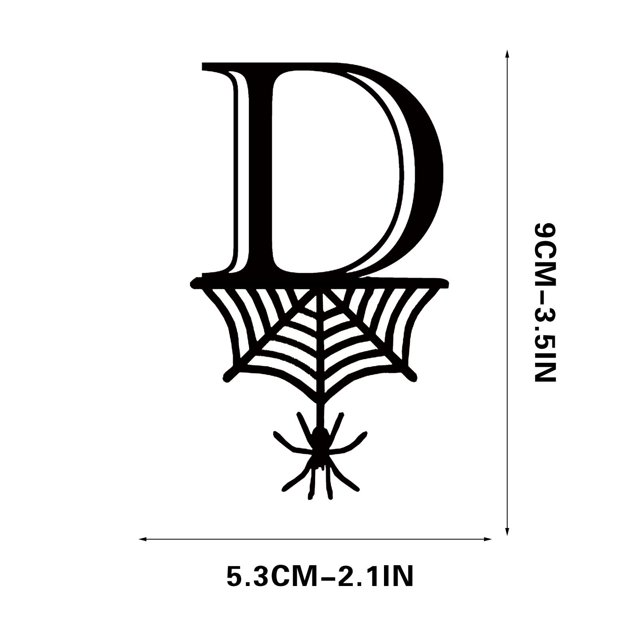 Spider Halloween Decoration Hang Tag Set with 26 Iron Letters 5.3 cm x 9 cm, Black Rope Included