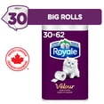 thumbnail image 1 of Royale Velour, 2 Ply Toilet Paper, 30 Equal 62 Bathroom Tissue Rolls, 1 of 21
