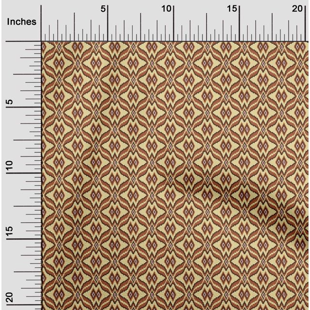 oneOone Silk Tabby Fabric Ethnic Geometric Flame Stitch Decor Fabric Printed BTY 42 Inch Wide