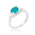 thumbnail image 1 of Bague Classique Statement pour Femmes Shonda 1,8 CT Zircone Cubique Rhodium Coussin, Aqua - Taille 9, 1 of 1