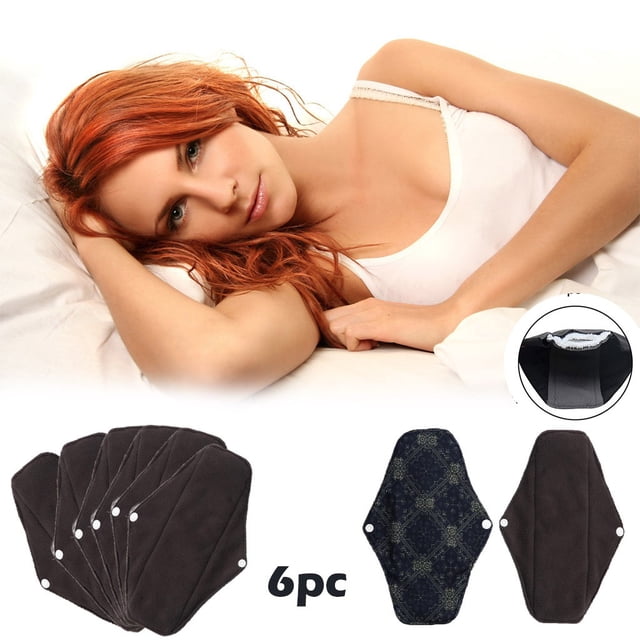 EGNMCR 6pcs Cloth Sanitary Pads Reusable Feminine Menstrual Pad General Cloth Sanitary Pads