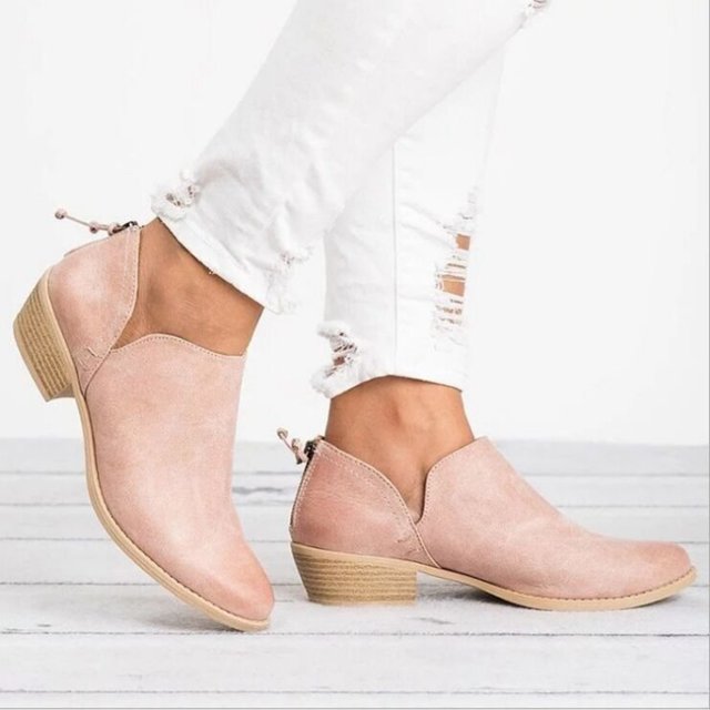 Women's Short Suede Pointed Toe Solid Color Sleeve Short Tube Mid Heel Retro Ankle Boots