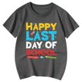 thumbnail image 4 of LUOGENLI T-Shirt pour Filles T-Shirt à Col Rond Imprimé pour Enfants T-Shirt à Manches Courtes pour Garçons et Filles Ensembles de Hauts Maxi Filles Tenues 2 Pcs Vacances Gris 3-4 Ans, 4 of 4