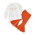 thumbnail image 1 of Sunnyoo Girls Ribbed Cotton Long Sleeve T-Shirt Flared Pants Outfits, 1 of 6