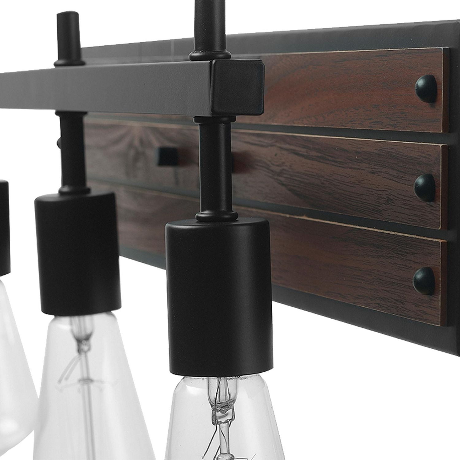 Applique murale à 3 ampoules Mackay, fini similibois, accents noir mat