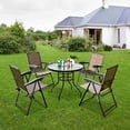 thumbnail image 2 of Costway Ensemble Bistro de Patio 5 Pcs 4 Chaises Pliantes Réglables Table en Verre avec Trou, 2 of 6