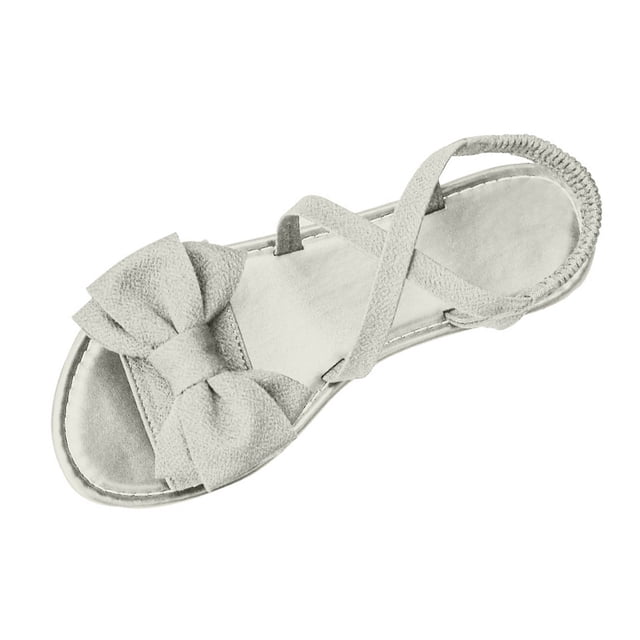 WLOELOEW Flat Slide Sandals For Women Featuring A Decorative Bow For Summer Soft Pu Sole Shoes Us Size 6