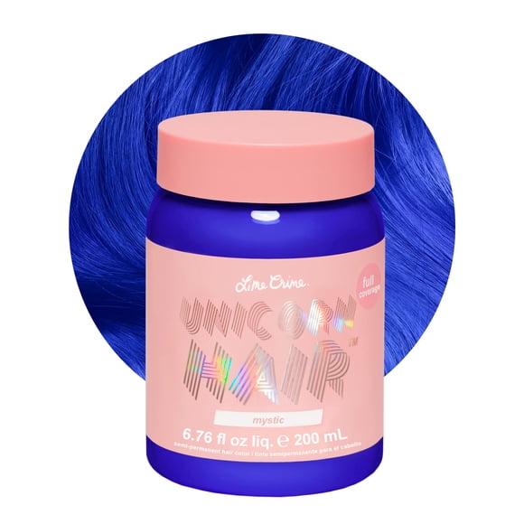 Lime Crime Unicorn Hair Dye Full Coverage Mystic (Electric Blue) - Vegan and Cruelty Free Semi-Permanent Hair Color Conditions & Moisturizes - Temporary Blue Hair Dye With Sugary Citrus Vanilla Scent
