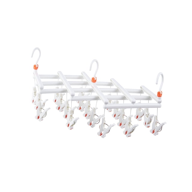 SMihono Bathroom and closet organizers Folding Multi-head Drying Rack Socks Clip Windproof Multifunctional Telescopic Drying Rack shoe rack and storage