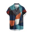 thumbnail image 2 of Qertyioot Big and Tall Men's Spring Short Sleeve Loose Round Neck Geometric Unlocated Printed Shirt, 2 of 4