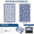 thumbnail image 4 of Garvee 6'x9' Outdoor Rug Waterproof Floral Camping Carpet, Reversible Plastic Straw Rug Outdoor Rug for Patio RV Balcony Backyard, Dark Blue, 4 of 6