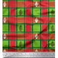 thumbnail image 1 of Soimoi Green Modal Satin Fabric Plant & Check Printed Fabric 1 Yard 42 Inch Wide, 1 of 3