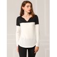 thumbnail image 2 of Unique Bargains T-Shirt Casual à Manches Longues à Col en V pour Femmes, 2 of 4