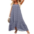 thumbnail image 3 of Robe Maxi Florale à Col en V pour Femmes, Robe Longue de Plage Ethnique à Bretelles Spaghetti Imprimée Boho Noire TG, 3 of 6