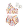 thumbnail image 1 of Fortune 2 Piece Baby Girls Swimsuits Rainbow Floral Print Bikini Set Sleeveless Bathing Suit, 1 of 8