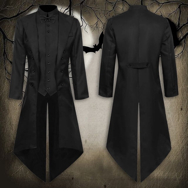 Vêtements Halloween Smoking Rétro Mi-Long Manteau Punk pour Fêtes et Événements
