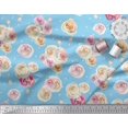 thumbnail image 2 of Soimoi Blue Cotton Duck Fabric Dot & Ranunculus Floral Printed Craft Fabric by the Yard 42 Inch Wide, 2 of 3
