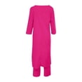 thumbnail image 4 of FAIWAD Ensemble 2 Pcs pour Femmes en Coton et Lin, Col Rond, Boutons, Manches Longues, Ourlet Irrégulier, Hauts, Pantalons, Décontracté, Ample, 4 of 6