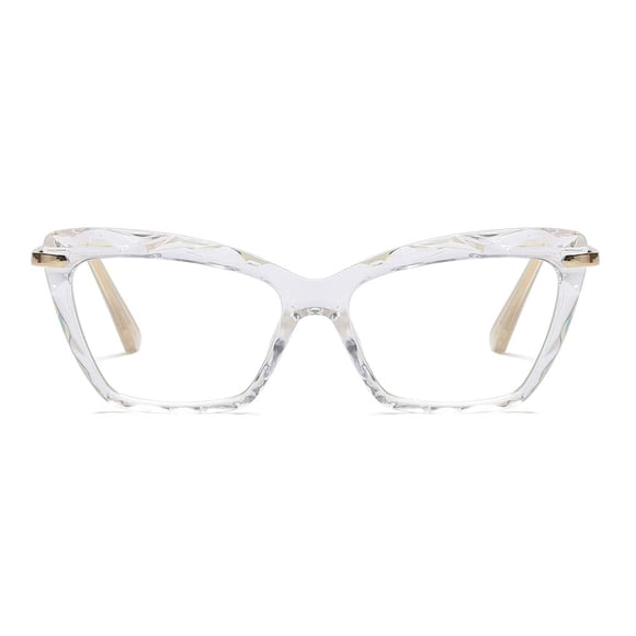 Womens Cat Eye Reading Glasses Fashion Crystal Eyewear Frame (Crystal Clear, 3.0)