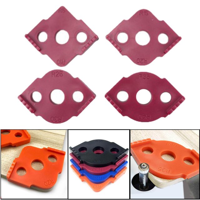 4x Coins de Routeur Jig Arrondis Routage machine à Bois Jig Coins de Routeur Gabarits Rouges