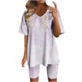 thumbnail image 2 of Blouses pour Femmes, Ensembles de Blouses Décontractées à Manches Courtes Imprimées et Col en V pour Femmes, 2 of 4