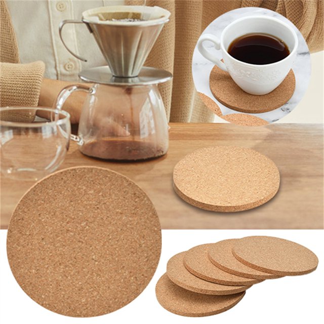 Oleegame 1PC Placemat Cork Glass Insulation Pad Self Adhesive Source Circular Ceramic Isolation Gasket Yellow