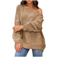 thumbnail image 1 of cfhntfmh Womens Oversized Sweater 2024 Fall Fashion Pullover Sweaters Cable Knit Thermal Solid Sweater Tops, 1 of 6