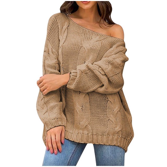 cfhntfmh Womens Oversized Sweater 2024 Fall Fashion Pullover Sweaters Cable Knit Thermal Solid Sweater Tops