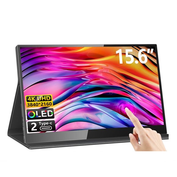 15.6-Inch Portable UHD 4K OLED Screen External Display Extended Compatible with Switch//XBOX Refresh Rate 60Hz 100% sRGB Dual Speakers with Detachable Protective Cover Stand